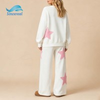 Ensemble de survêtement décontracté deux pièces pour femme, sweat-shirt oversize à col rond avec patch étoile et pantalon de survêtement large