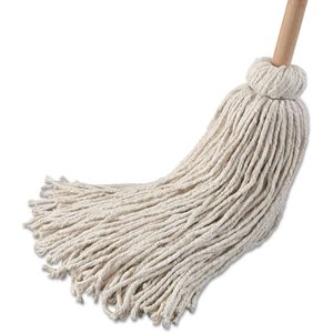 Boardwalk BWK132C #32 54 In. Natural Wood Handle 6-pack Set of White Cotton Head <b>Mops</b> Deck <b>Mop</b> - Product Image 2
