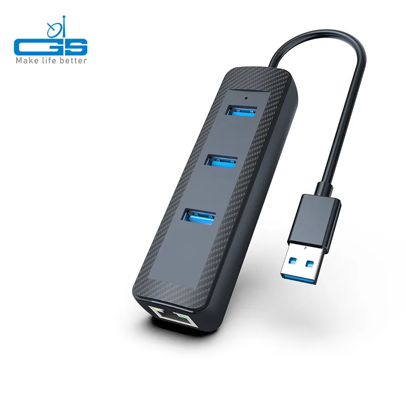 Ad alta velocità 4 In 1 RJ45 Lan Multi 3 porte USB 3.0 e Gigabit Ethernet Adapter USB Ethernet Hub 3 porte usb-c Hub