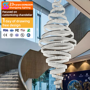 Bắc Âu Sang Trọng LED Vòng Đèn Chùm Ánh Sáng Thủy Tinh Hiện Đại Đèn Trần Cho Sảnh Khách Sạn Biệt Thự Duplex Cầu Thang Trong Nhà Phòng Trang Trí - Product Image 2