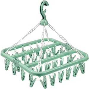 Folding Hanging Clothes <strong>Hanger</strong> with 32 <strong>Clips</strong>, Multifunctional Windproof Socks <strong>Clip</strong>, Drying Clothes <strong>Hanger</strong> for Household Use - Product Image 1