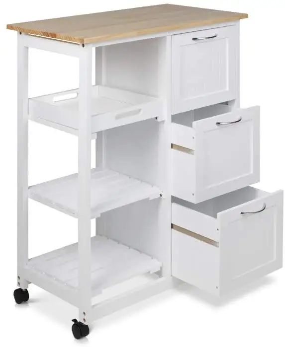 White and Large Storage Room Kitchen Serving Storage Trolley Cart furniture