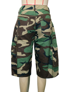 BH1796 Vêtements pour femmes, <span class=keywords><strong>pantalon</strong></span> mi-long <span class=keywords><strong>d</strong></span>'été en tricot, style streetwear, camouflage, orné de perles et de strass, pour l'industrie lourde - Product Image 6