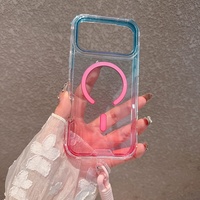 Coque dégradée bicolore avec lanière pour iPhone 17 16 15 Pro Max Air 14 Plus 11 12 13, étui en acrylique avec dragonne
