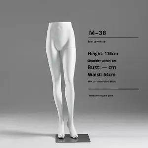 Mannequin de jambe féminin en fibre de verre pour pantalon, blanc, avec support pour l'affichage des pantalons, en position debout - Product Image 6