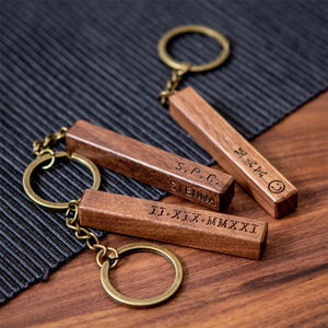 Porte-clés 4 faces en bois avec Code | Chanson, liste <span class=keywords><strong>de</strong></span> lecture, artiste ou Album - Product Image 2