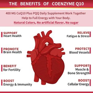 Capsules de CoQ-10 de qualité alimentaire 400 mg pour la santé cardiaque et cardiovasculaire des adultes, 120 gélules molles - Product Image 5