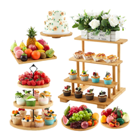 Support à gâteaux en bois, Présentoir à desserts en bois, Plateau à desserts, Support à cupcakes, Présentoir à cupcakes à trois niveaux style ferme