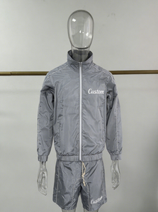 Conjunto Deportivo para Hombre al por Mayor, 2 Piezas, Chaqueta con Cremallera y Pantalones Cortos Deportivos, Ropa Deportiva con Logotipo Personalizado, Atuendo Informal Ligero - Product Image 5