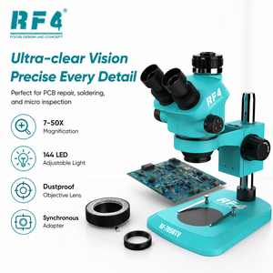 <span class=keywords><strong>Microscopio</strong></span> <span class=keywords><strong>Trinocular</strong></span> RF-7050TV con Enfoque Sincrónico, Zoom de 3 Lentes, Cámara 2K para Restauración Móvil, Ampliación de 7-50x, Anillo de Luz LED de 144 LED - Product Image 2