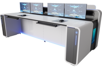 JCCX-2 Mobilier de bureau commercial ergonomique moderne, poste de travail pour personnel avec console de commande et bureau pour moniteur, structure en acier et bois