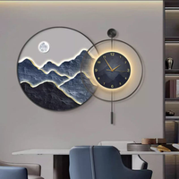 Jam Dinding LED Mewah Modern dengan Kristal, Porselen, Akrilik, Kertas, dan Logam untuk Dekorasi Seni Dinding Ruang Keluarga