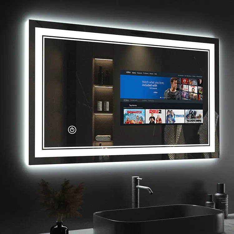 Espejo de iluminación de pared directo de fábrica Android 11 pantalla de TV decoración pared LED baht espejo mágico inteligente baño TV espejo