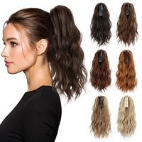Extensions de queue de cheval synthétiques longues et ondulées en vrac avec pince à griffes, postiches volumineuses pour femmes