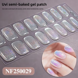 Autocollants 3D semi-durcis en gel pour ongles, motif rayures or et rose, durables, à polymérisation semi-UV, adhésifs, pour décoration d'ongles et nail art - Product Image 5
