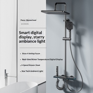 Ensemble de douche mural moderne à affichage numérique, <span class=keywords><strong>thermostat</strong></span> intelligent, lumière <span class=keywords><strong>d</strong></span>'<span class=keywords><strong>ambiance</strong></span> LED, en laiton, <span class=keywords><strong>prix</strong></span> de gros - Product Image 2