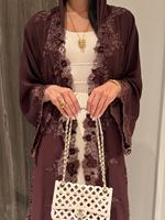 Robe longue Abaya en dentelle exquise sur mesure Loriya pour femmes musulmanes, style Dubaï, tenue de soirée modeste