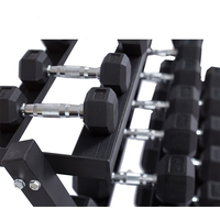Haltères hexagonaux en fonte recouverts de caoutchouc pour usage commercial - Ensemble d'haltères pour l'entraînement de force