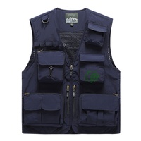 Gilet de pêche en maille respirante pour hommes, multi-poches, randonnée en plein air, camping, photographie, gilet tactique utilitaire, kaki, séchage rapide pour le sport