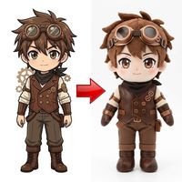 Figurine en peluche industrielle steampunk pour adolescents, décoration de manche à engrenages, peluche personnalisée confectionnée à partir d'une illustration rétro exclusive du client