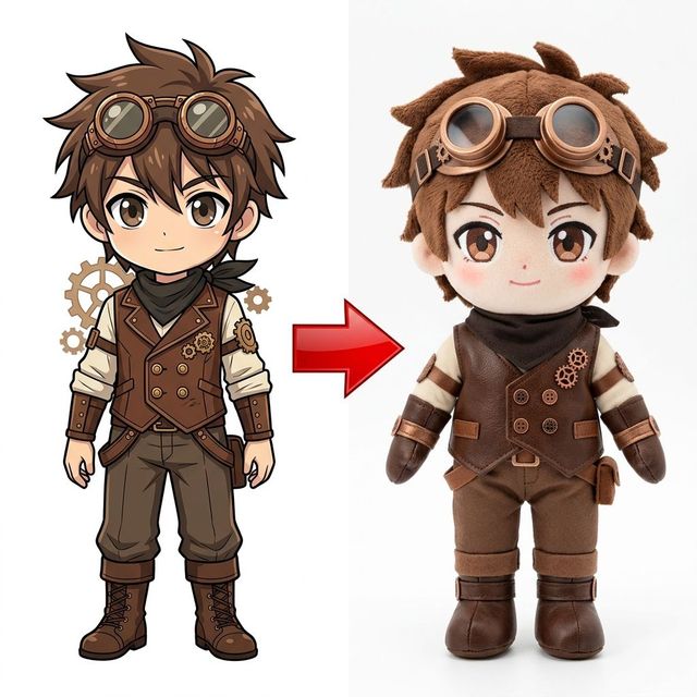 Industrial Steampunk Teen Plush Figurine Gear Sleeve Decoration Custom Plush Crafted From Exclusive Customer Retro Illustration