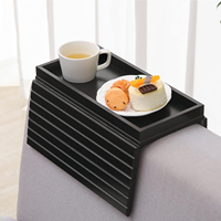 Plateau de canapé de haute qualité OEM/ODM, porte-gobelet de canapé, plateau de canapé en bois durable en bambou, porte-gobelet de canapé, plateau de canapé