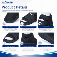 Chaussure de récupération post-opératoire réglable avec support médical pour le pied, bout ouvert, talon rembourré en maille respirante et semelle antidérapante