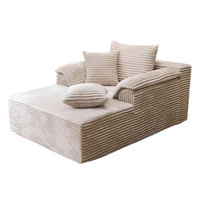 Weißes Cord-Komfortsofa mit Abnehmbarer Armlehne für Wohnzimmernutzung