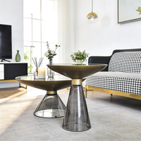 Table basse ronde en verre, ensemble de tables d'appoint modernes et minimalistes pour salon, meubles pour la maison, l'hôtel et l'appartement