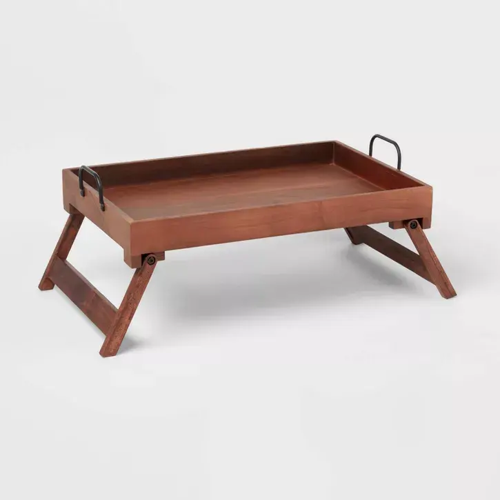 Plateau de table de lit en bois Portable avec poignées plateau de lit en bois polyvalent