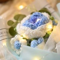 Boîte-cadeau de bouquet de fleurs tricotées à la main de style naturel pour la fête des mères et la remise des diplômes - Écologique
