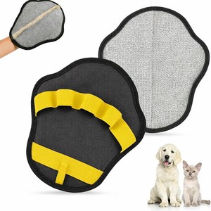Gant de retrait des poils d'animaux, en tissu jaune, en forme d'arc, pour chats et chiens, outil de toilettage - Product Image 1