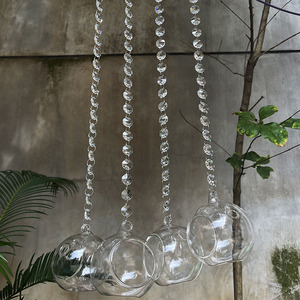 Cadena de Cuentas Octogonales de Cristal Transparente con Bolas de Cristal Colgantes para Decoración de Bodas MH-12621 - Product Image 5