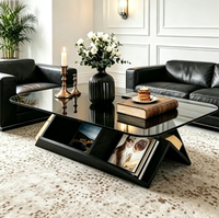 Table basse rectangulaire en verre trempé, table à thé, table d'appoint pour salon, Meja Kopi