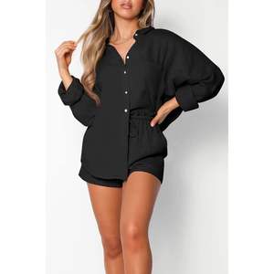 2025 2025 femmes FOXA 2025 deux pièces ensembles coupe ample tenues courtes pour vacances à la plage XS XXS printemps été pour salon - Product Image 4