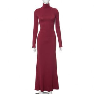 Nouvelle robe décontractée à <span class=keywords><strong>col</strong></span> <span class=keywords><strong>montant</strong></span>, manches longues, coupe ajustée, queue de poisson, couleur unie, <span class=keywords><strong>t</strong></span>-<span class=keywords><strong>shirt</strong></span> pour femmes - Product Image 6