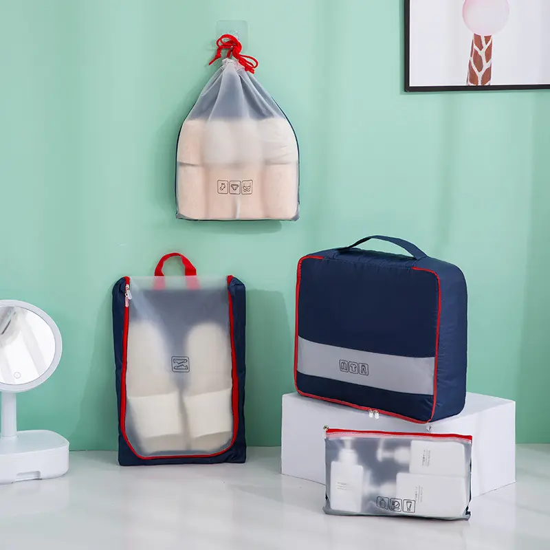 Großhandel Reisesp eicher Wäsche beutel Polyester 4pcs Travel Packing Cube Set Bag