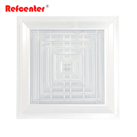 Diffuseur d'air carré en aluminium à 4 voies avec registre, grille de ventilation pour systèmes de climatisation