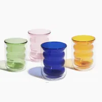 Taza de vidrio de colores, taza de café de doble pared de vidrio de borosilicato, creativa, respetuosa con el medio ambiente, 200ml