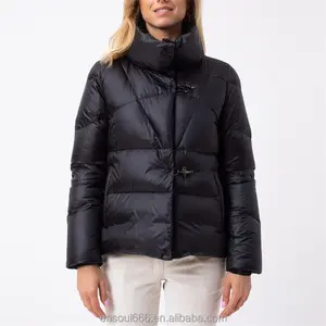 Jaket Puffer wanita, mantel gelembung Hem elastis ukuran besar untuk musim dingin