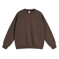 Nouveau design – Sweat-shirt d'hiver en molleton à col ras du cou, coupe oversize, couleur unie, 420 g/m², en coton épais, épaules tombantes, doublé