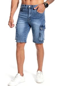 Shorts en <span class=keywords><strong>jean</strong></span> pour <span class=keywords><strong>homme</strong></span>, longueur <span class=keywords><strong>genou</strong></span>, légèrement extensibles, style décontracté, multi-poches, pour l'été - Product Image 6