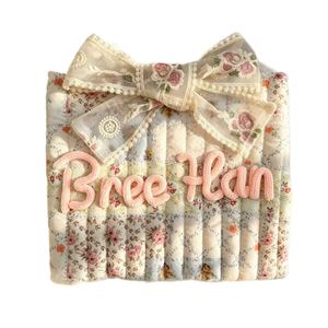 Personalized Name Floral Embroidery Cotton Fresh <b>Sweet</b> Style Womens Large-capacity Portable Storage Cosmetic <b>Bag</b> - Product Image 5