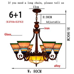 Lustre à plusieurs têtes de style Tiffany Pendentif en <span class=keywords><strong>vitrail</strong></span> vintage Plafonnier en cristal moderne Éclairage élégant <span class=keywords><strong>pour</strong></span> la salle - Product Image 6