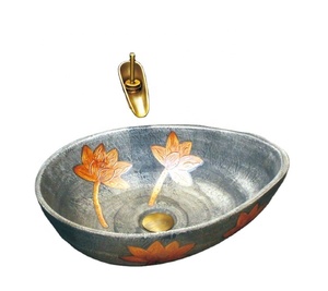 Lavabo Artistico di Lusso Ecologico Resistente all'Acqua in Ceramica con Forma Ovale a Foglia per Lavandini <span class=keywords><strong>da</strong></span> <span class=keywords><strong>Bagno</strong></span> di Hotel - Product Image 1