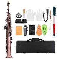 Saxofón Soprano Recto de Buena Calidad para Principiantes, en Si Bemol, Lacado en Oro, con Accesorios