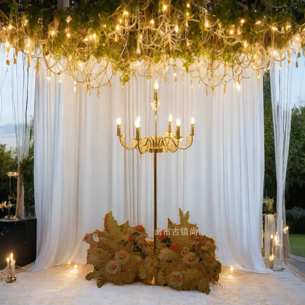 Подгонянная Золотая люстра Высокая напольная подставка светодиодные лампы белые/желтые огни для свадебных украшений партия поставка