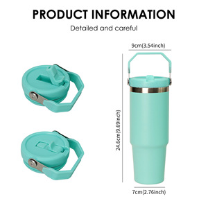 Botella de Agua Resistente a Fugas, Duradera y Sostenible, Personalizada a Precio de Fábrica, Vaso Térmico de Acero Inoxidable de 30 oz con Asa - Product Image 4