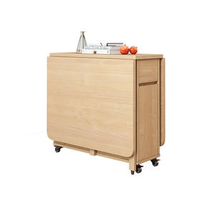 YOUTAI 2026 Ensemble de chaises de salle à manger multifonctionnelles en bois massif Table pliante mobile à roues universelles avec fonction extensible - Product Image 1