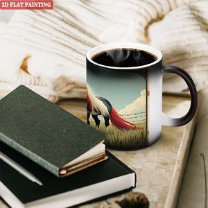 Taza de Uso Diario Negra Esmerilada de 11 oz, Taza Mágica de Cerámica Sensible al Calor que Cambia de Color - Product Image 3